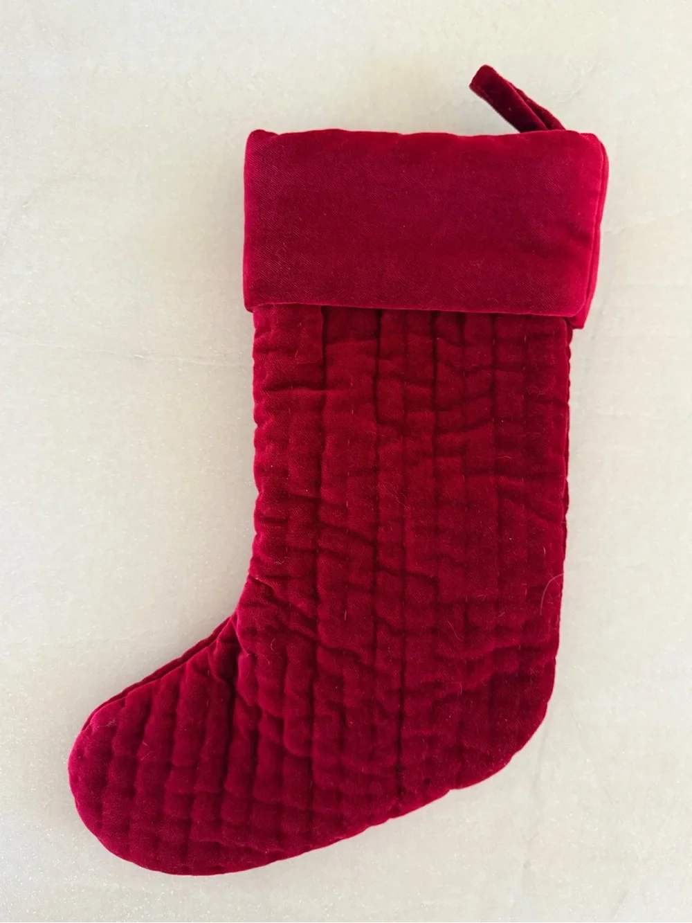 Pottery Barn Channel Quilted Velvet Christmas Stocking Red Mom Personalized
